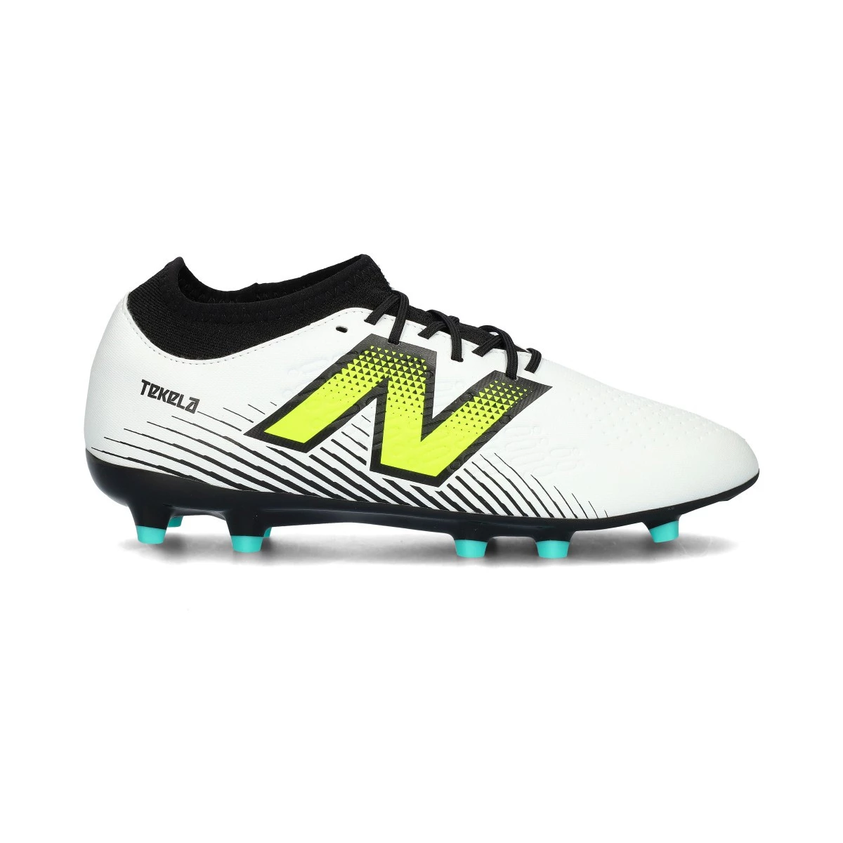 New Balance - Voetbalschoenen Tekela Magique FG V4+, Unisex, Wit-Goud Met.- Wit, 7 USA