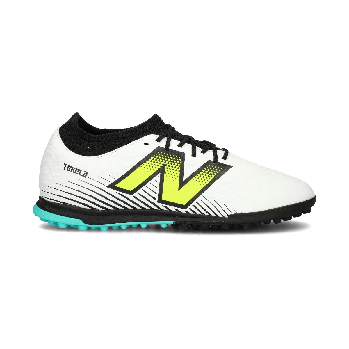 New Balance - Voetbalschoenen Tekela Magique Gras V4+, Unisex, Wit-Goud Met.- Wit, 8 USA
