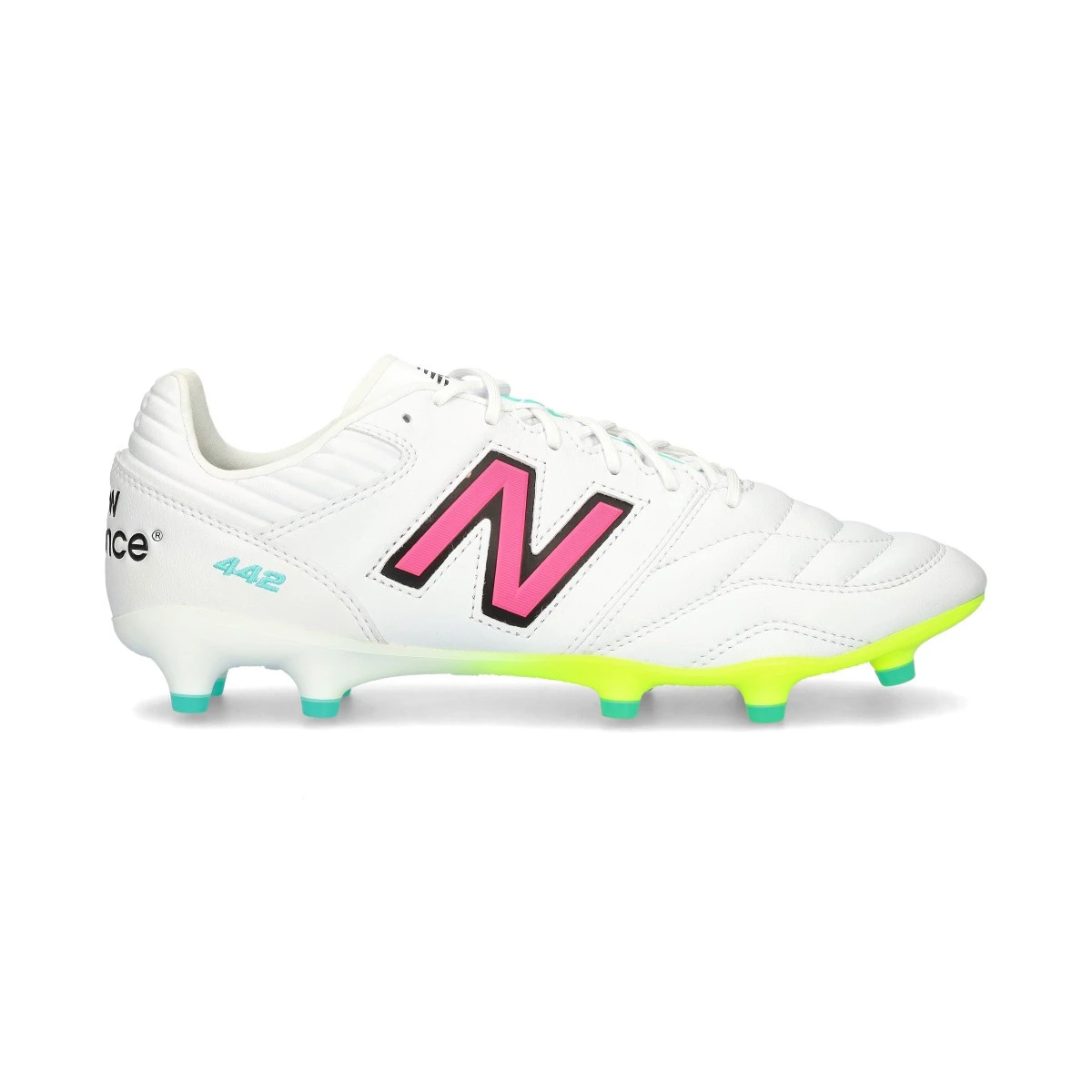 New Balance - Voetbalschoenen 442 Pro FG V2, Unisex, Wit-Goud Met.- Wit, 9 USA