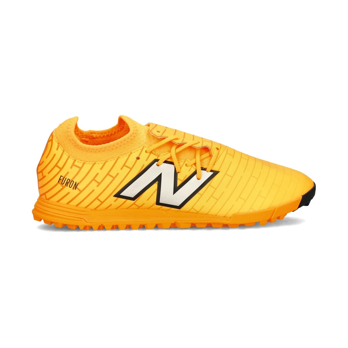 New Balance - Voetbalschoenen Furon Dispatch Gras V7+, Unisex, Sun Glow-Zilver Metallic-Zwart, 7 USA
