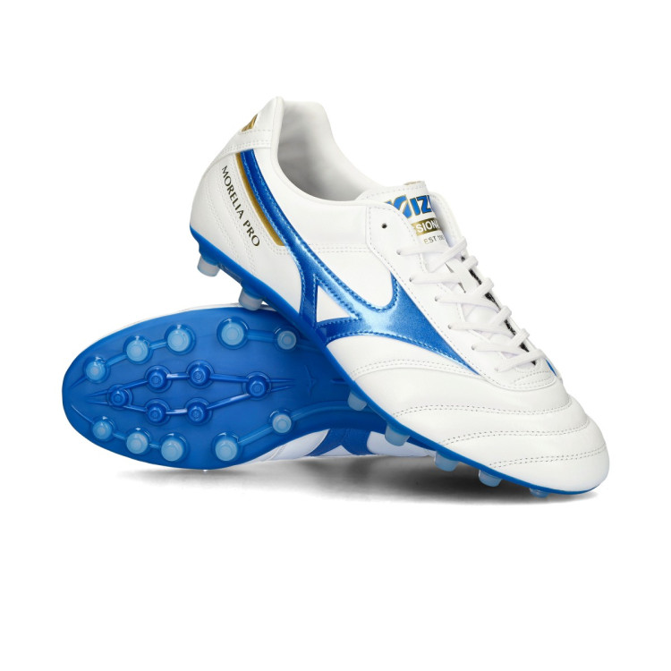 Voetbalschoenen Mizuno Morelia II Pro AG Wit-Laser Blauw-Goud