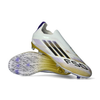 Kinderen F50 Elite LL FG Wit-Core Zwart-Goud Met