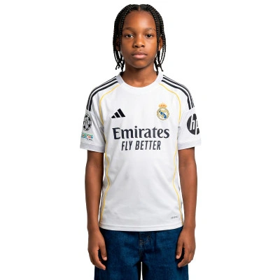 Real Madrid Eerste Tenue 2025-2026 Kind Vini jr + Patch Shirt